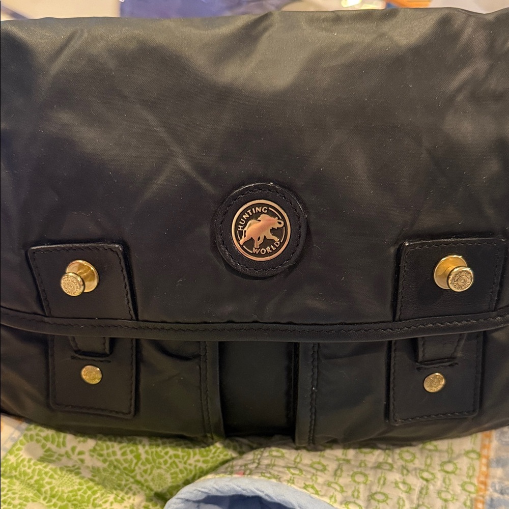 Hunting World black nylon messenger or shoulder bag